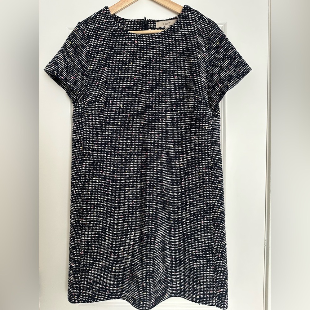 Chic Navy and White Textured Dress